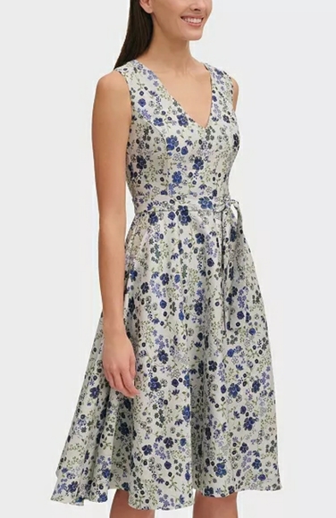 Tommy Hilfiger Floral Jacquard Fit Flare Dr Marine - Picture 2 of 3